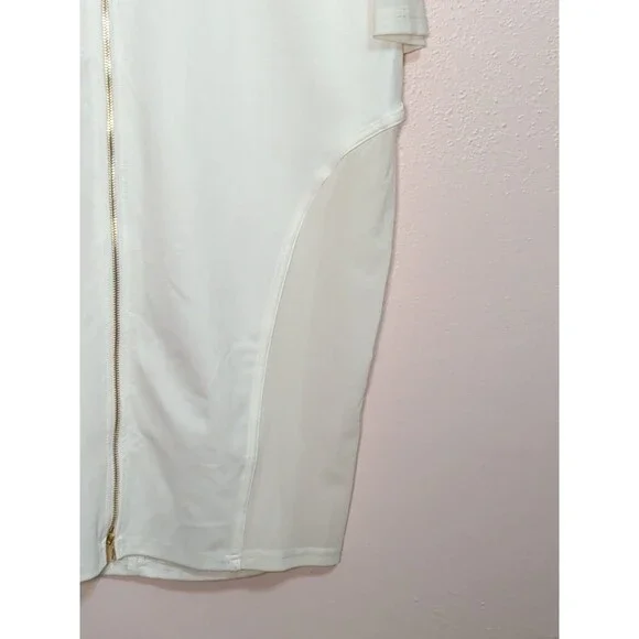 Curvy Sense Blazer Bodycon Dress Womens 2XL Ivory Sheer Mesh Cutout Zip Sexy - Picture 5 of 14